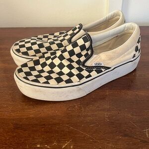 Vans Women's Black and White Checkered Slip-On Sneakers size 7.5